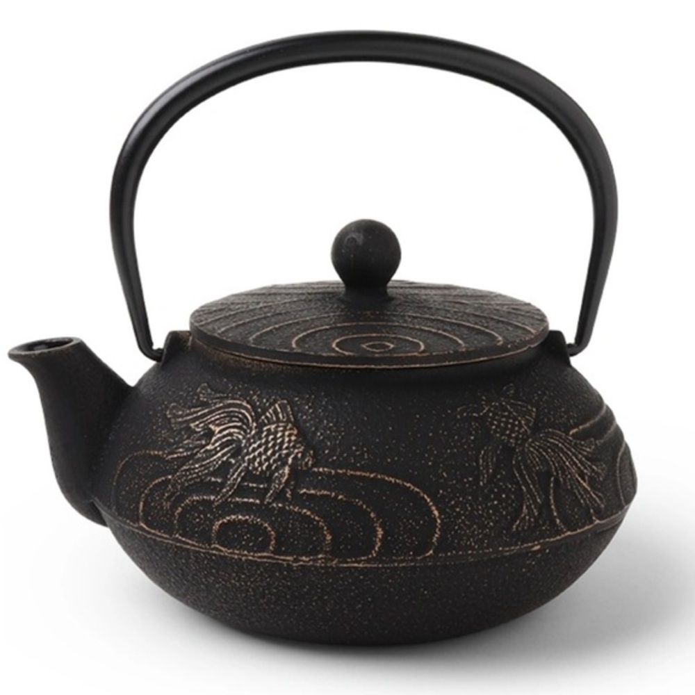 Original Teavana Black‎ Cast Iron Teapot with Koi Fish Design - Picture 3 of 9
